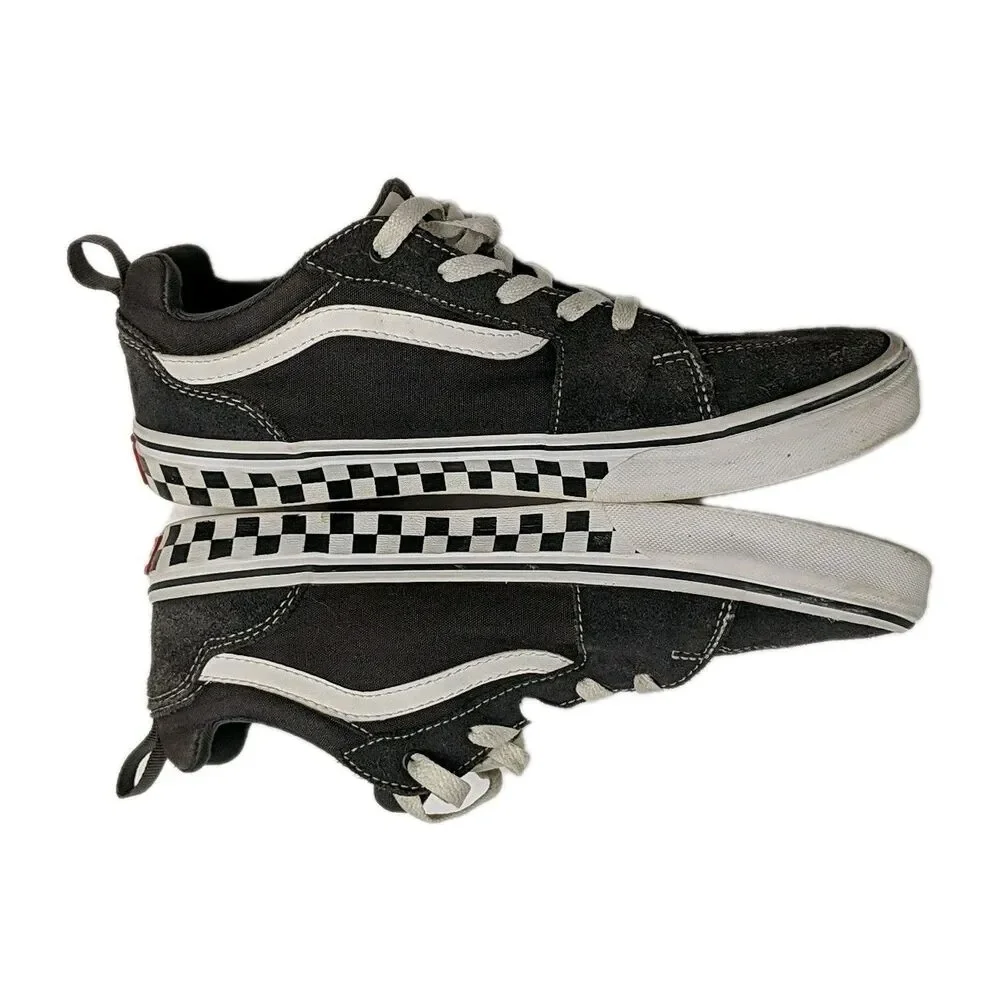 Vans Filmore Checker Sidewall Youth 7 Sneakers Shoes Gray Low Top Sidestripe